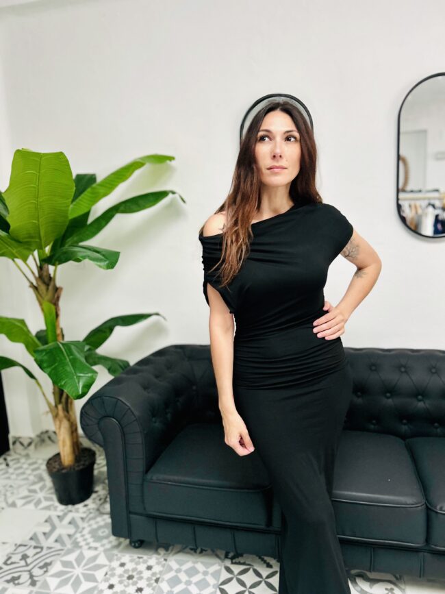 Vestido negro de algodón